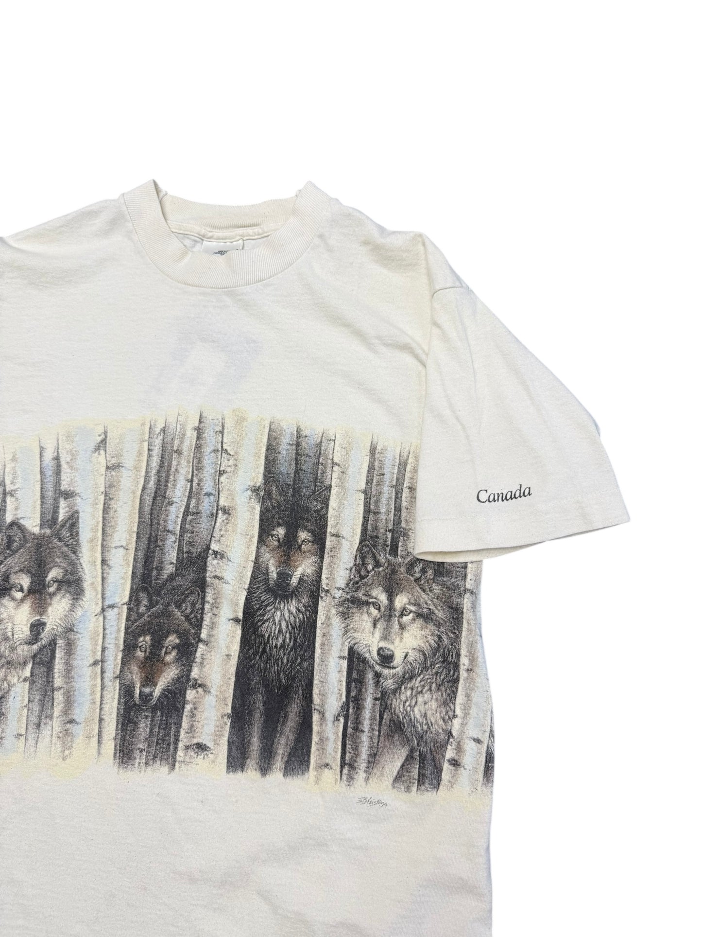 Vintage Wolves Nature Wrap Around Tee Size M