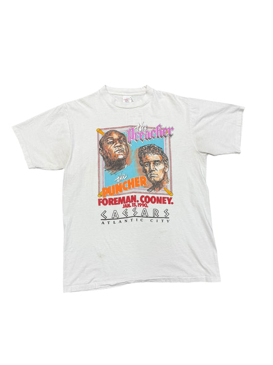 Vintage 1990 Foreman vs Cooney Boxing Tee Size L