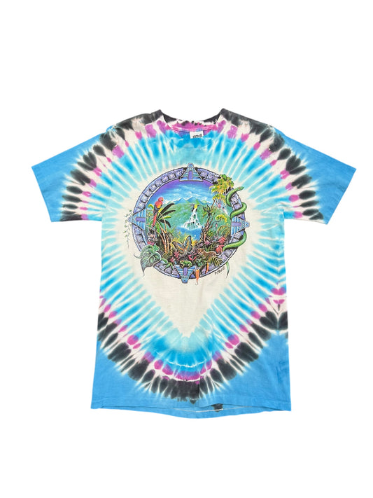 vintage 1991 Mike Dubois 'nature vanishing treasures rainforests' tie dye animal tee Size L