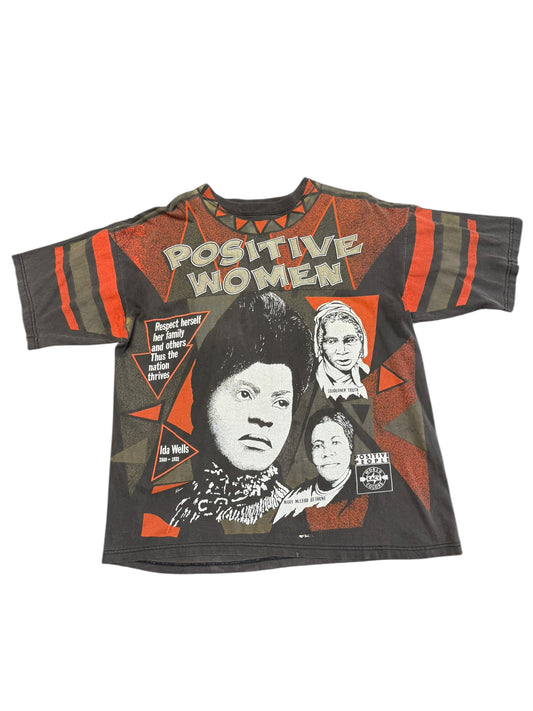 Vintage Kacy World Colors Positive History AOP Black History Tee Size XL