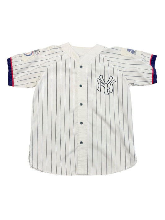 Vintage New York Yankees Starter Embroidered Pinstripe Button Up Jersey Size L