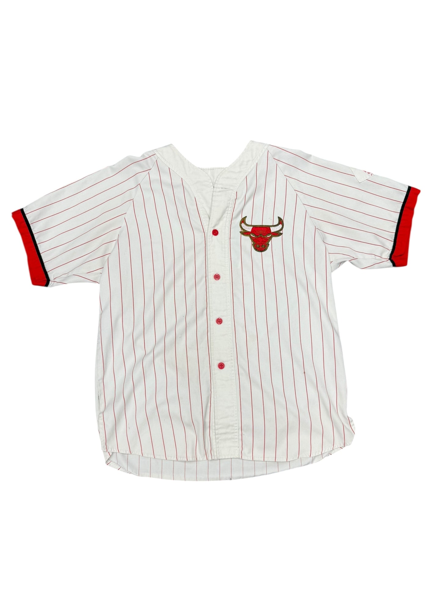 Vintage Chicago Bulls Starter Embroidered Pinstripe Button Up Jersey Size L