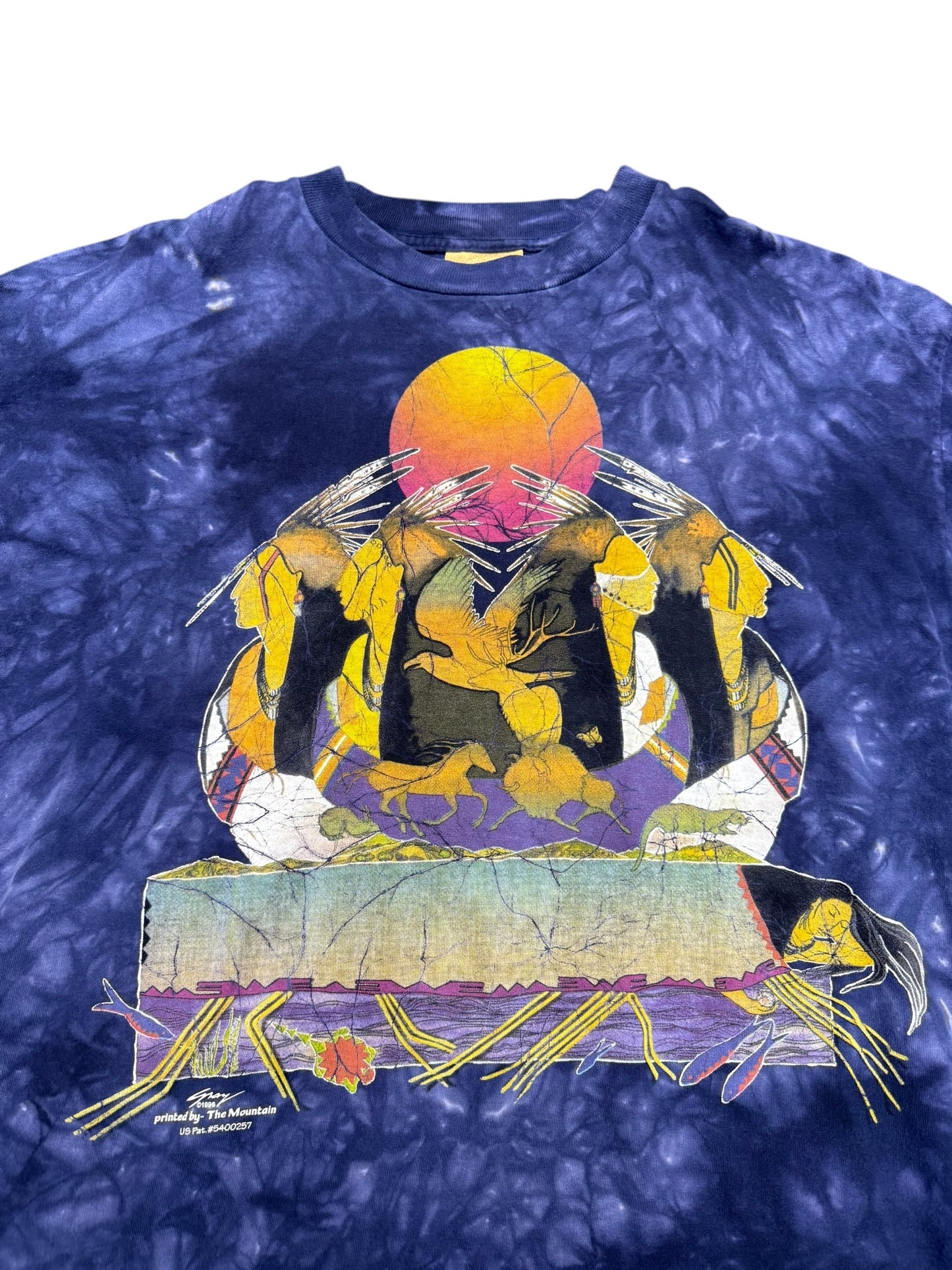 Vintage Gina Grey 1996 ART The Mountain Native American Graphic Print Tee Size XL