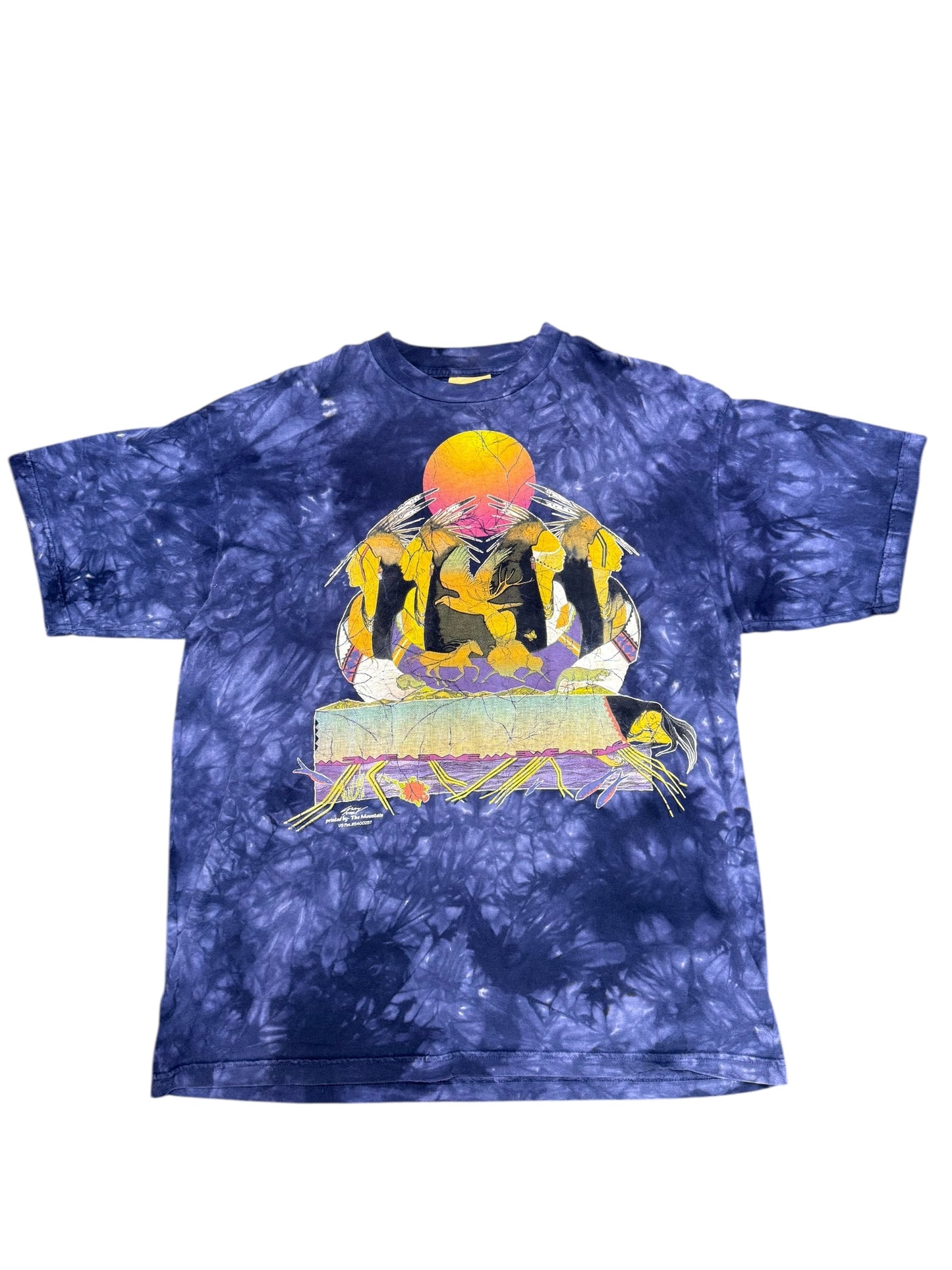 Vintage Gina Grey 1996 ART The Mountain Native American Graphic Print Tee Size XL
