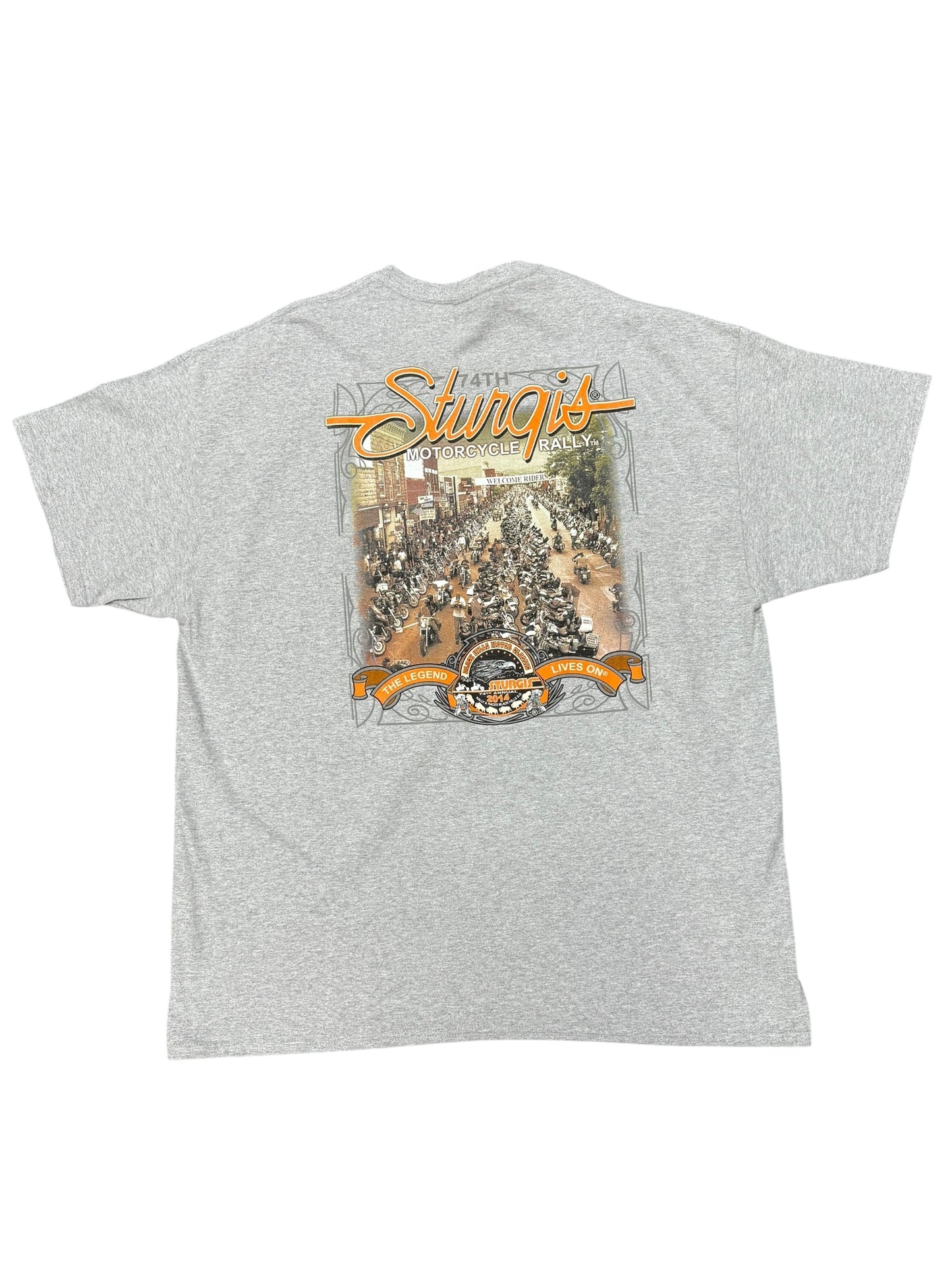 2014 Sturgis '74th Anniversary' Graphic Print DEADSTOCK Tee Size 2XL