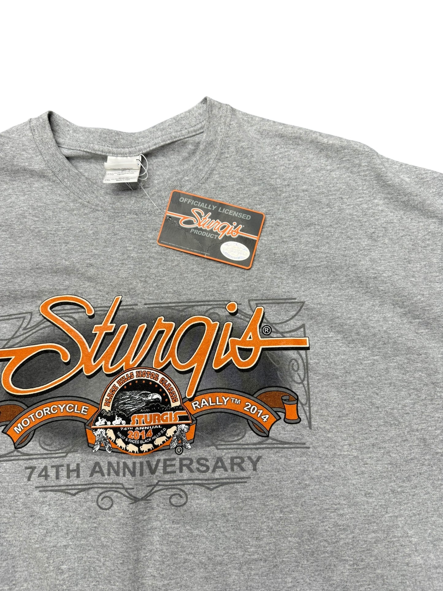 2014 Sturgis '74th Anniversary' Graphic Print DEADSTOCK Tee Size 2XL