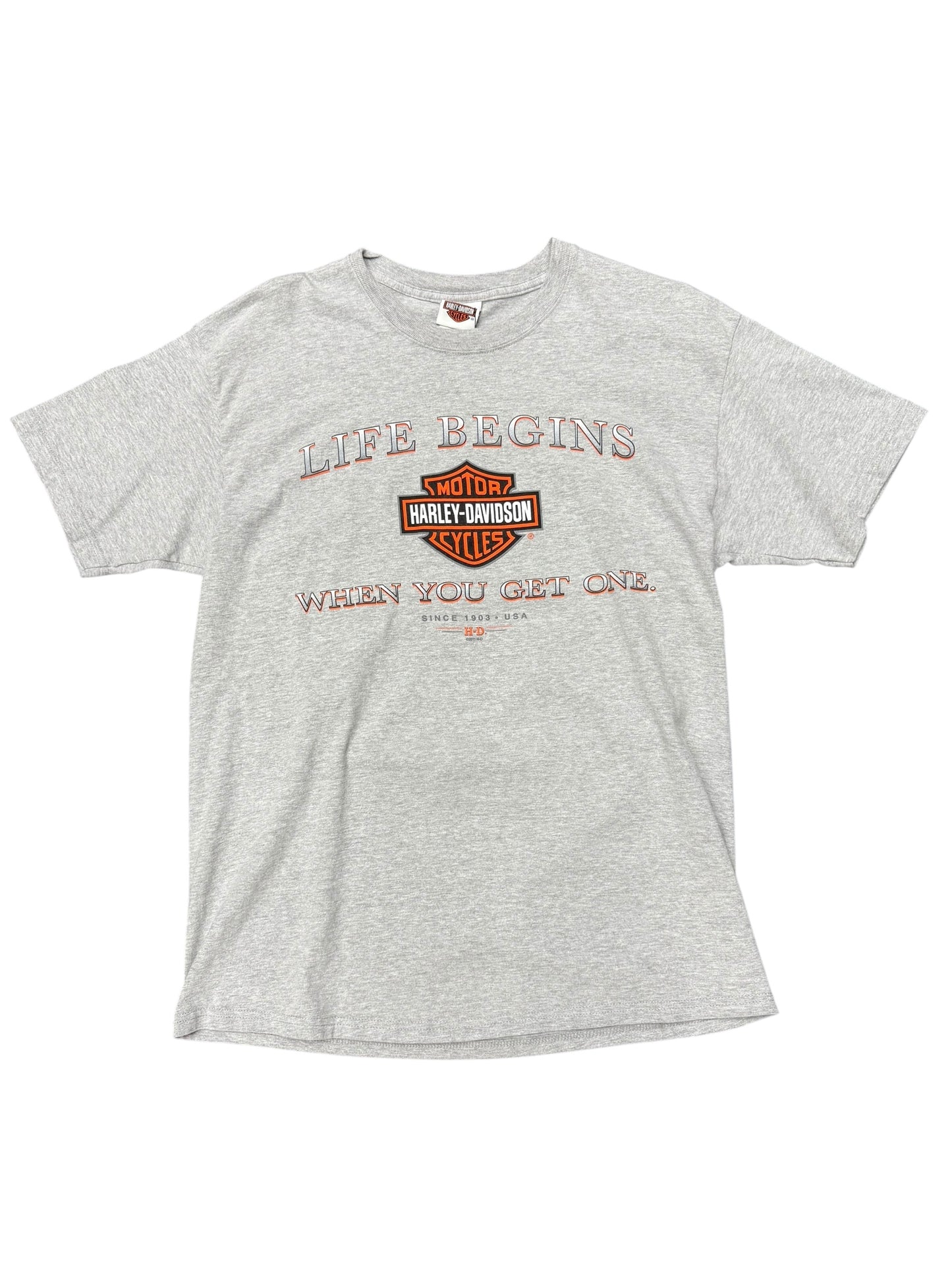 Harley Davidson 'Life Begins When You Get One' Sanford Florida Graphic Tee Size L