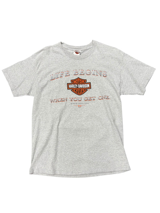 Harley Davidson 'Life Begins When You Get One' Sanford Florida Graphic Tee Size L