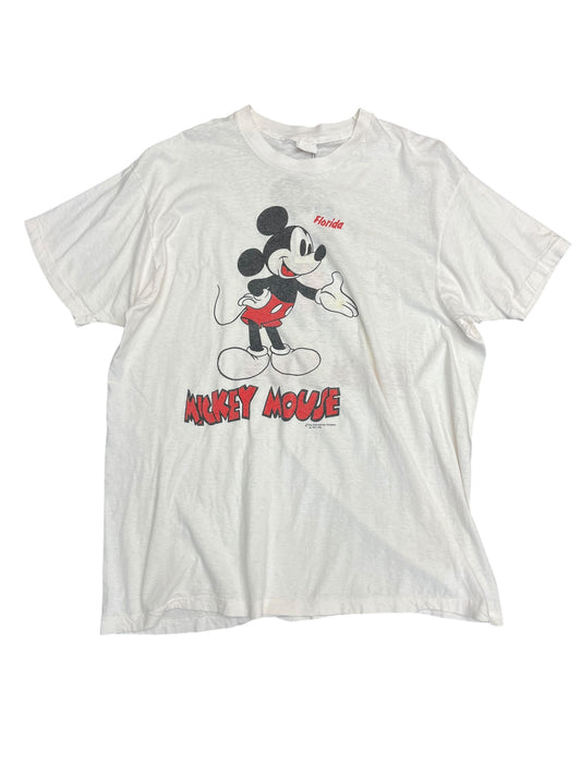Vintage DISTRESSED Disney Mickey Mouse 'Florida' Handshake Front and Back Graphic Tee Size OSFA