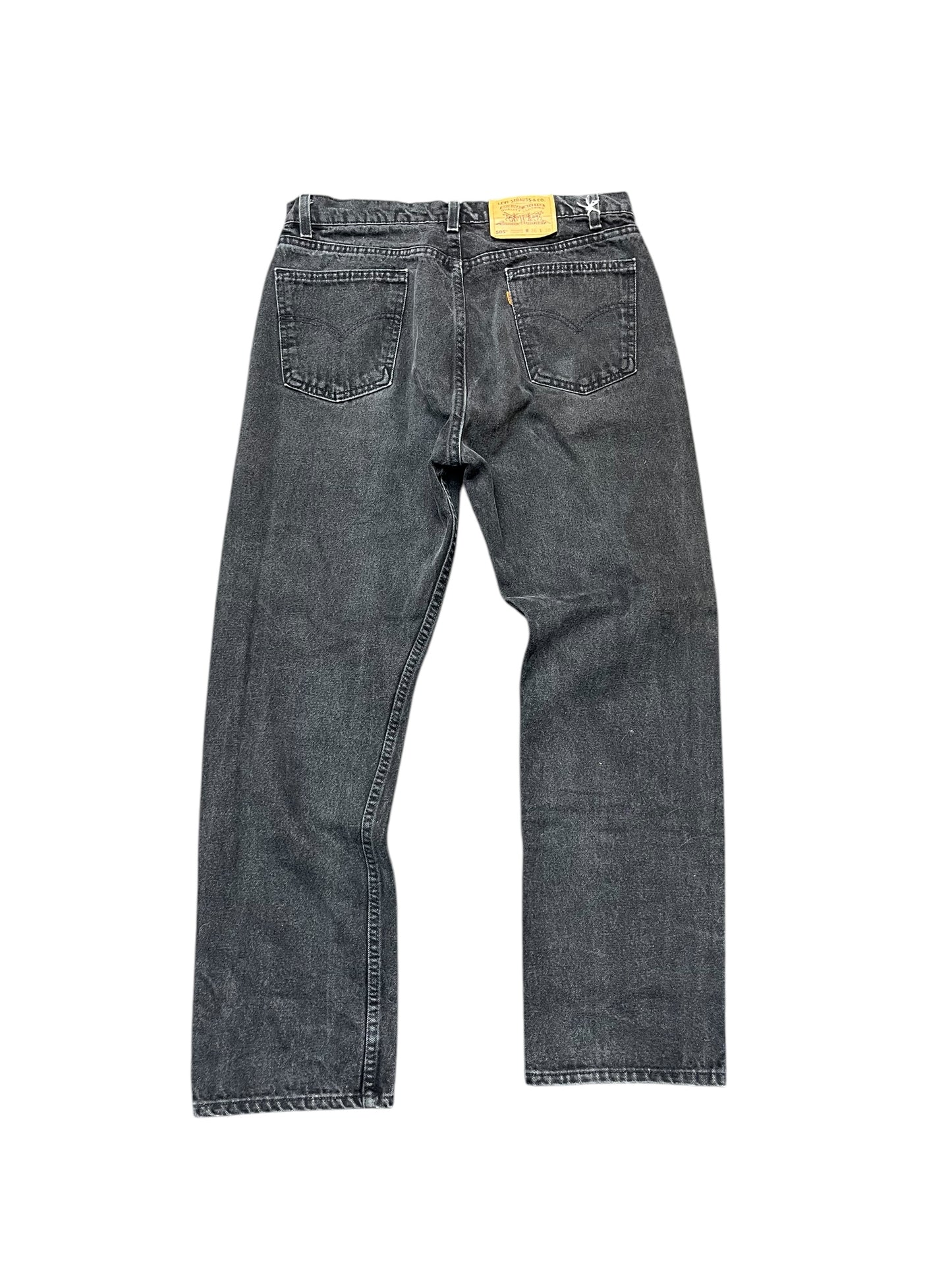 Vintage Levi's 505 Orange Tab Black Denim Pants 36x30