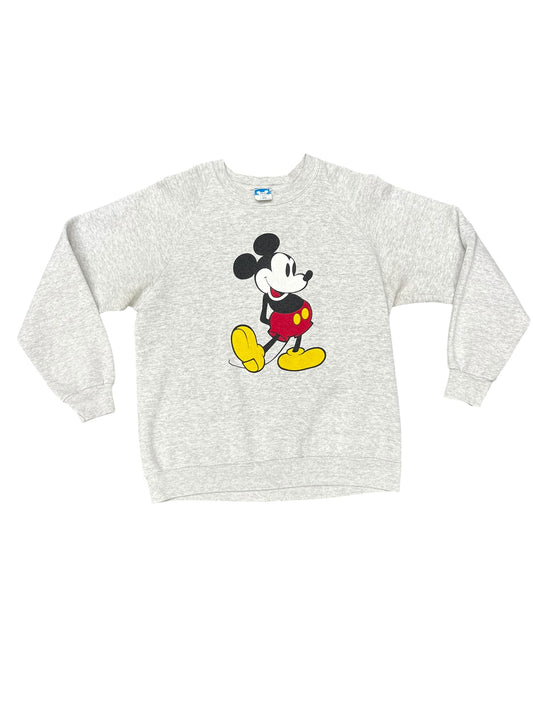 Vintage 80s Disney Mickie Mouse Mischievous Pose Heather Grey Crewneck Size XL