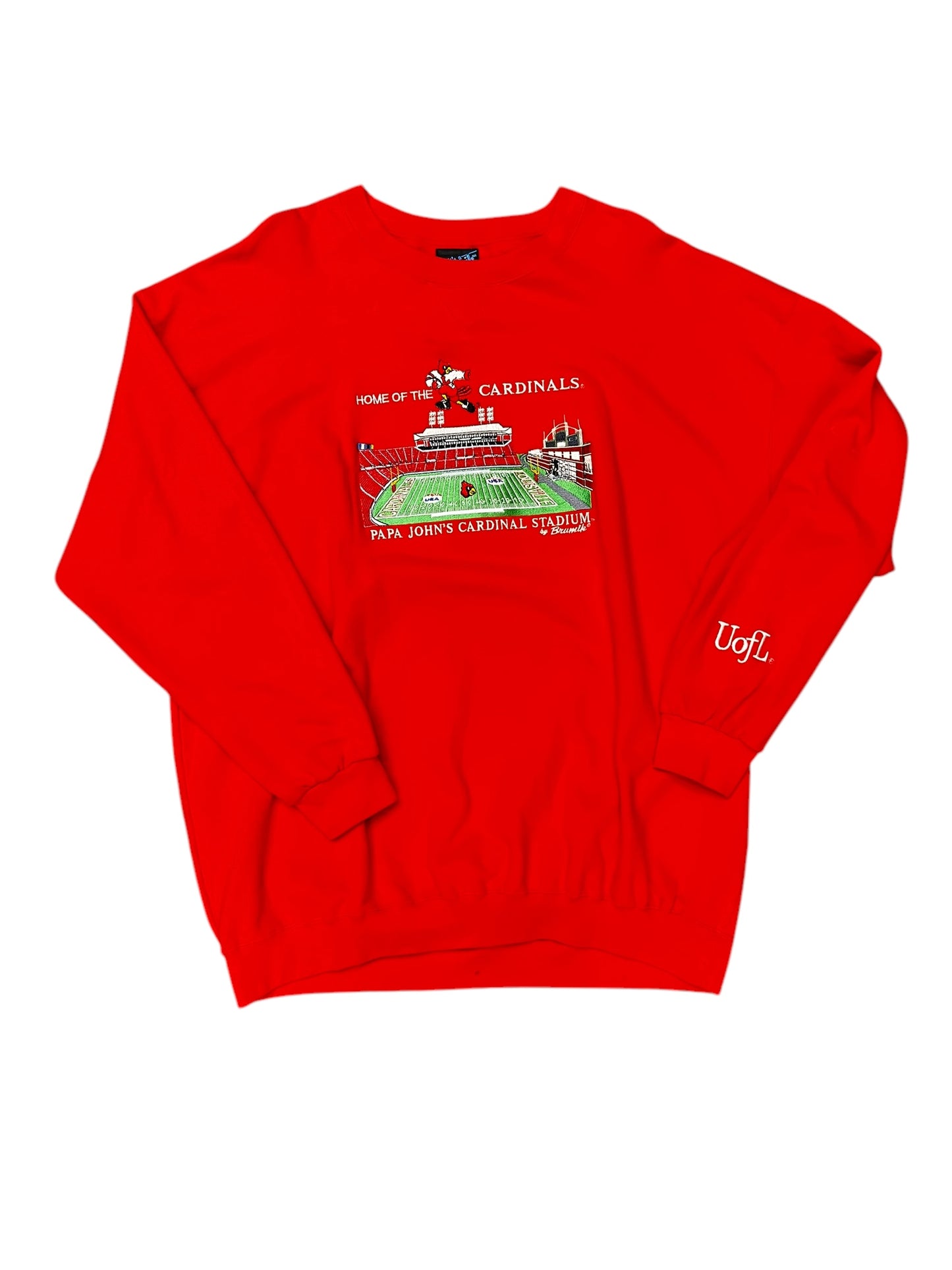 Vintage 90s Louisville Cardinals Stadium Embroidered Crewneck Size XXL