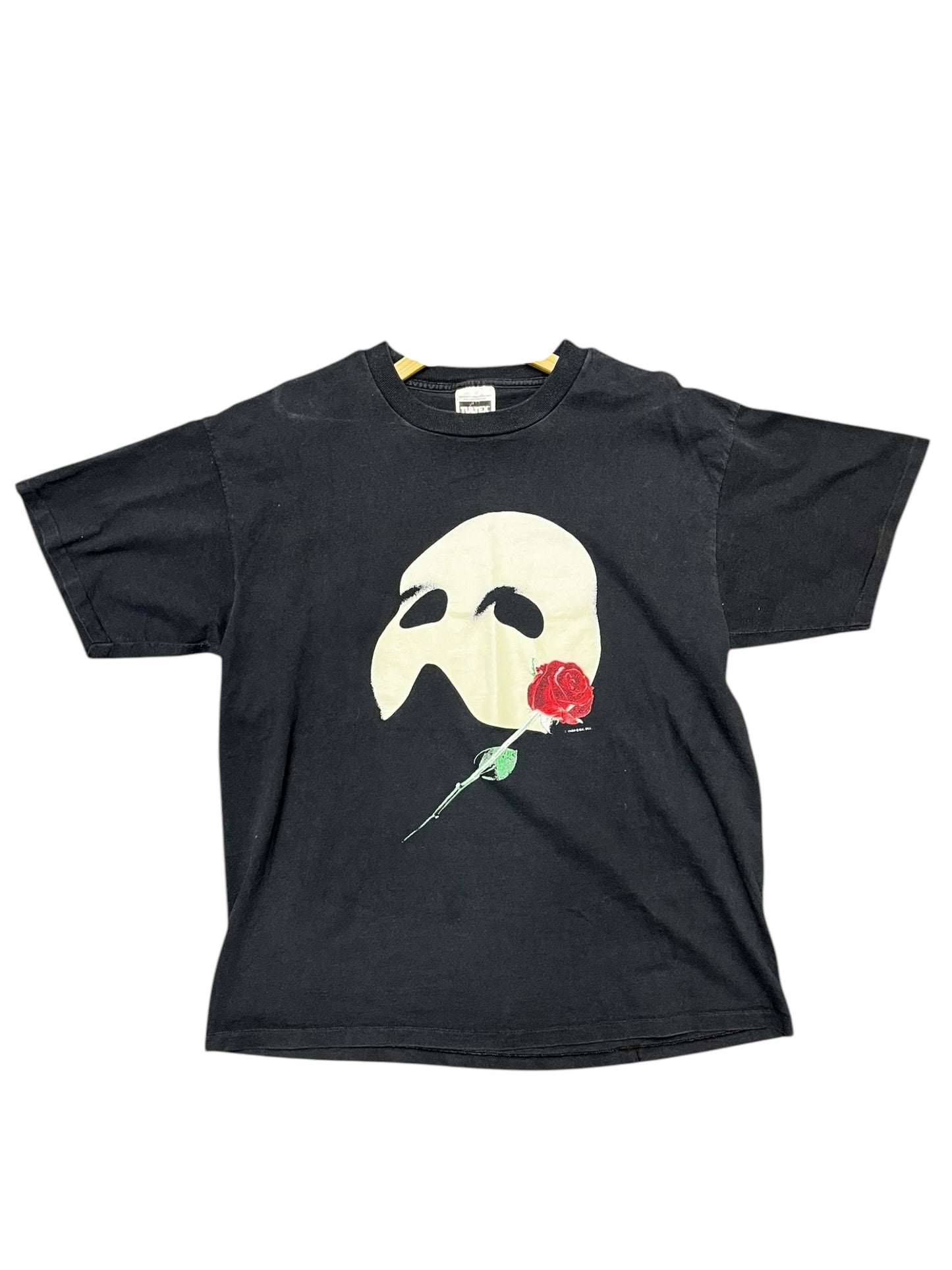 Vintage Phantom of the Opera Mask and Rose Graphic Print Tee Size XL