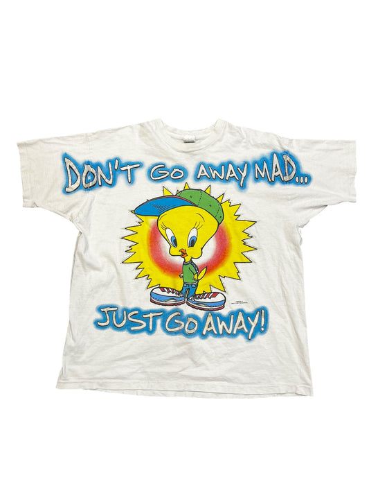 Vintage 1997 Looney Tunes Tweety Bird 'JUST GO AWAY' Graphic Print Tee Size 3XL