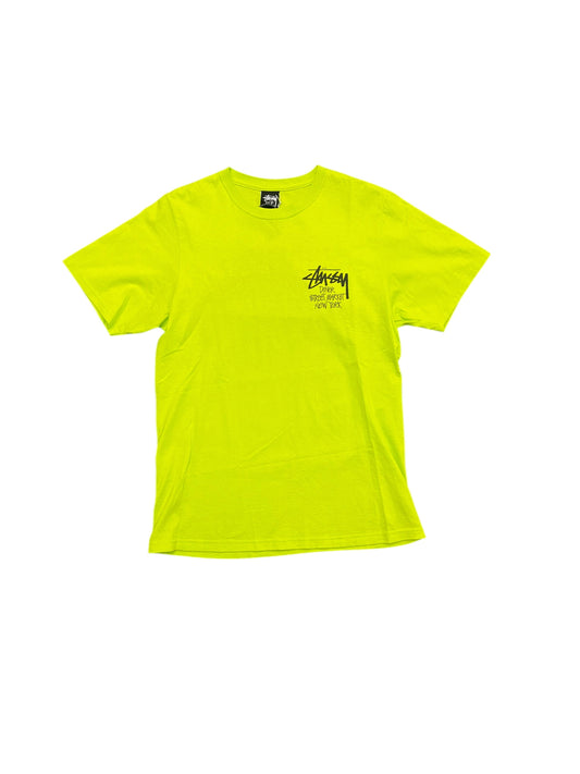 Stussy Dover Street Market New York Graphic Print Neon Green Tee Size S