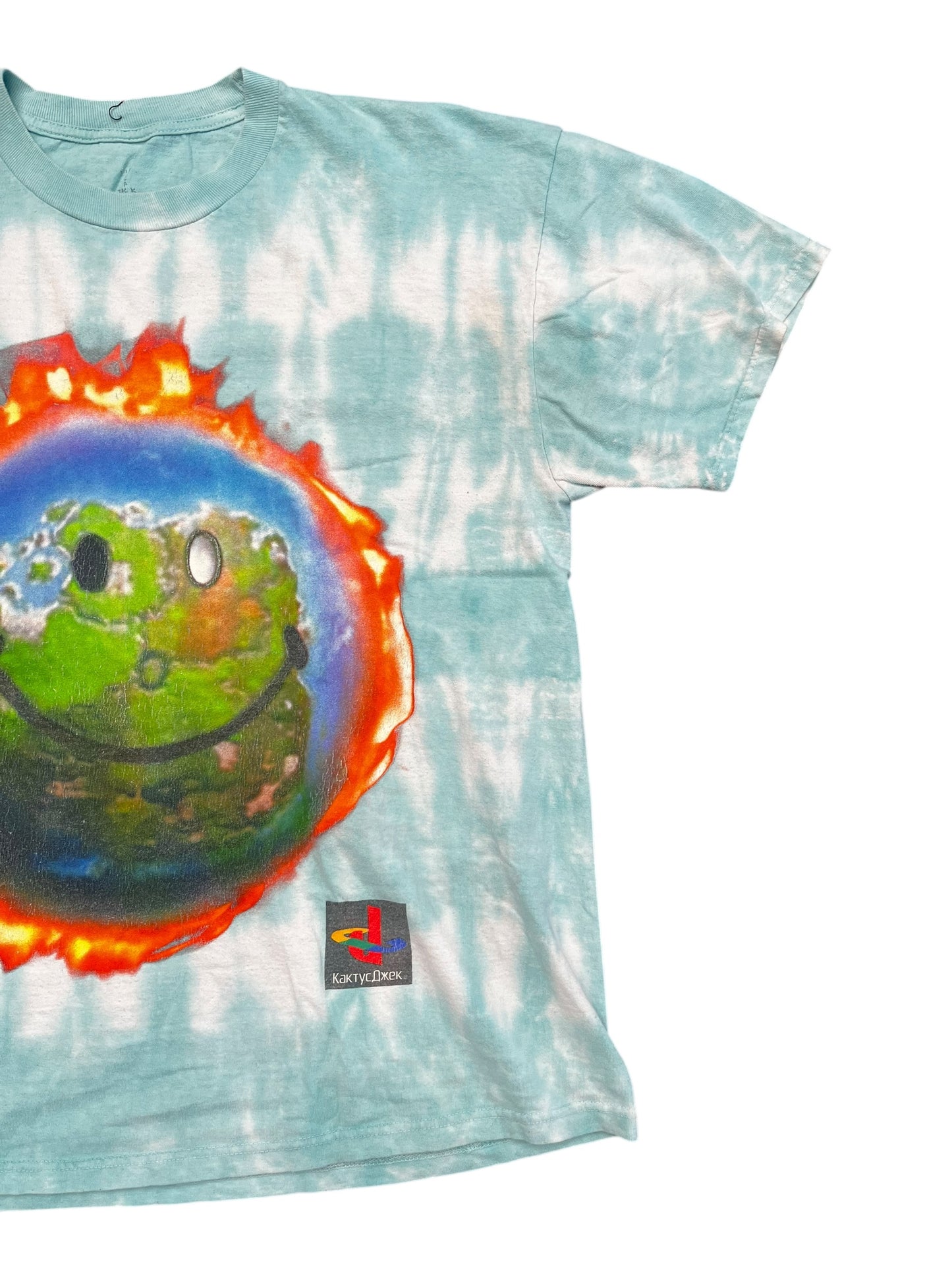 Cactus Jack Fortnite Earth Smiling Tie Dye Graphic Print Tee Size XL
