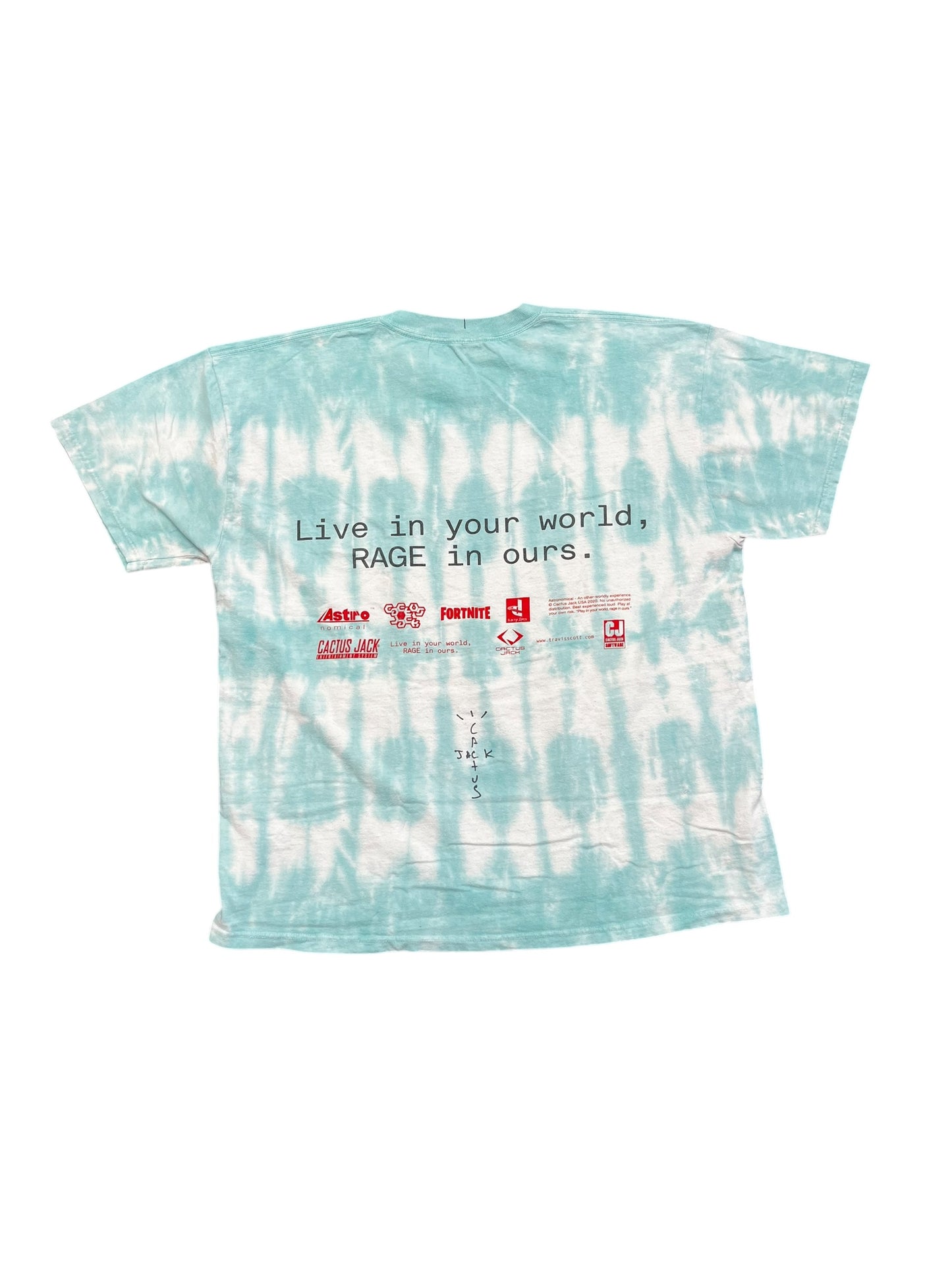 Cactus Jack Fortnite Earth Smiling Tie Dye Graphic Print Tee Size XL