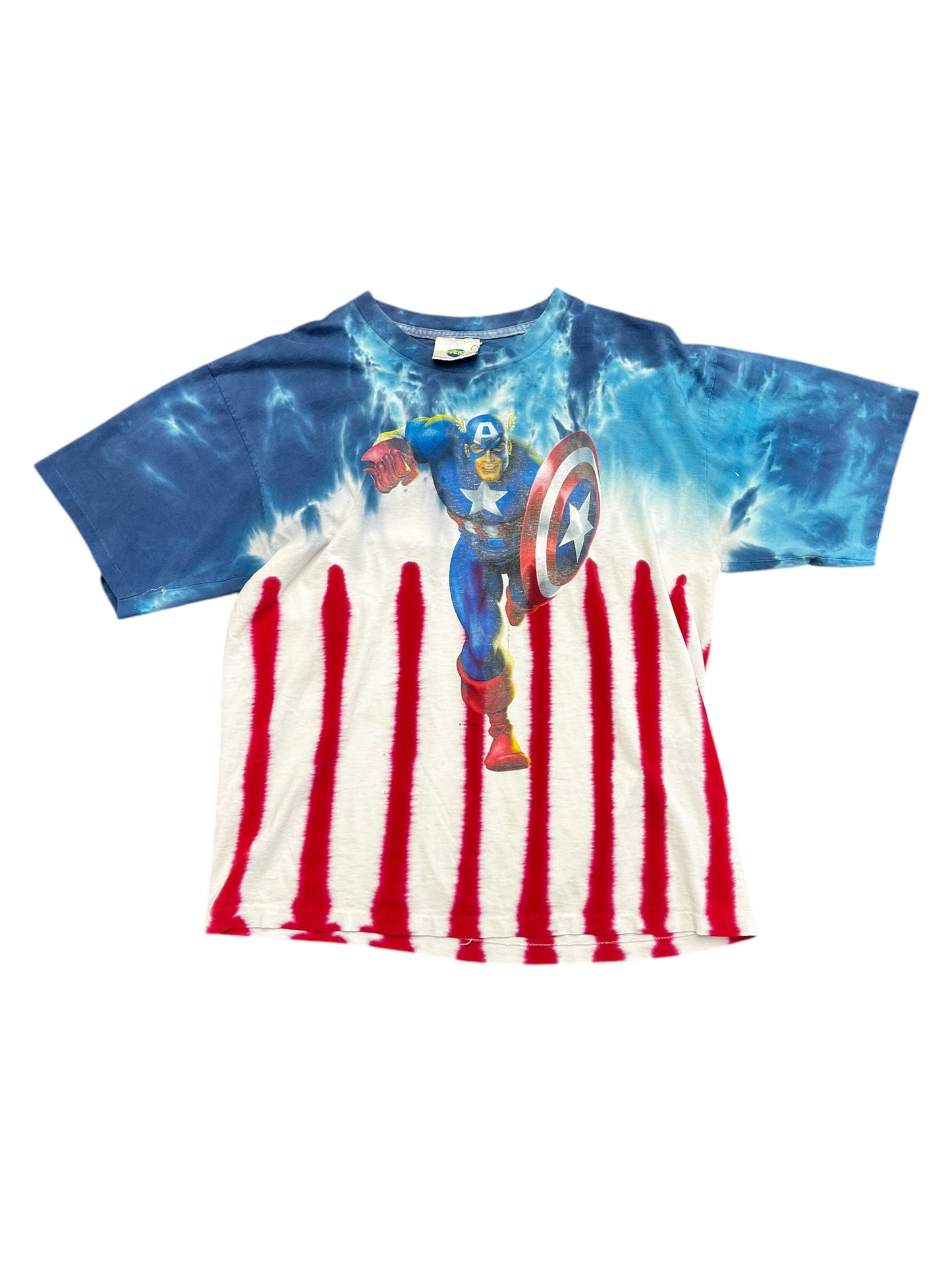 Vintage 1999 Universal Studios Captain America Tie Dye Graphic Print Tee Size XL