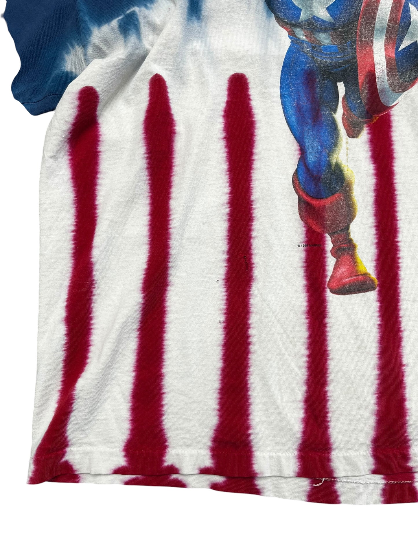 Vintage 1999 Universal Studios Captain America Tie Dye Graphic Print Tee Size XL